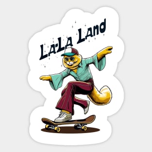 70s Cat Skateboarder - Vintage Style Illustration Sticker